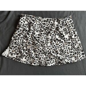 Bolle Women's Small Leopard Print Athletic Tennis Skirt w/ Built-In Shorts White
